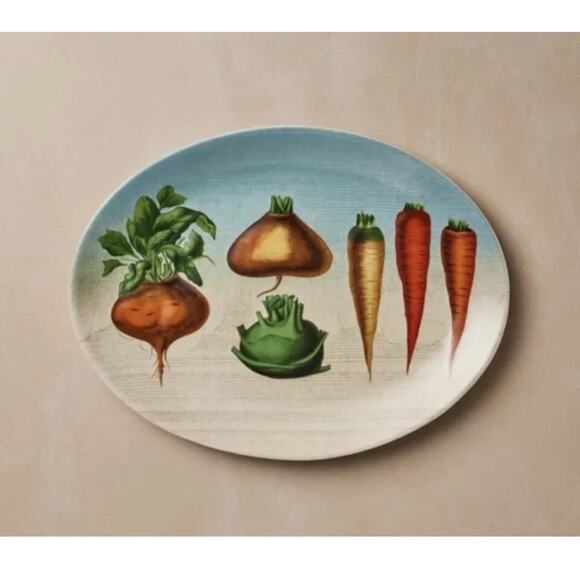 Target John Derian Oval Stoneware Platter Thanksgiving Root Vegetables 9”x12” - Picture 1 of 3